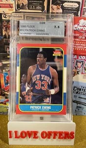 1986-87 FLEER PATRICK EWING ROOKIE #32 RC KNICKS CGS 7.5 C STORE RC RARE READ - Picture 1 of 6