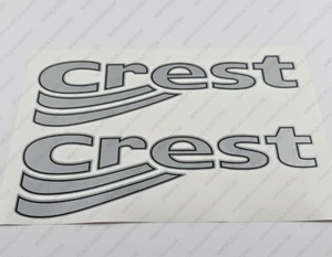 CREST SUPER SPORT BOAT 2004 LOGO SILVER DECALS STICKERS 12" x 4.3" 2pcs. - Picture 1 of 5