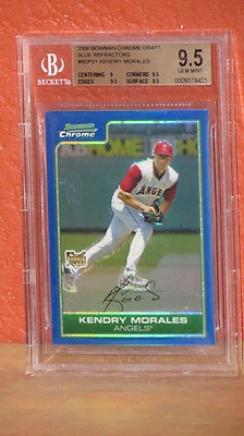 Tarjeta Bowman Chrome Draft 2006 refractor azul Kendry Morales BGS 9,5. Foto 1 de 2