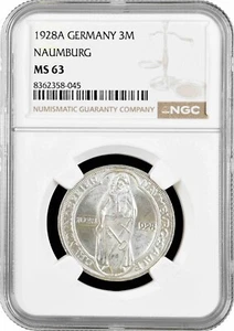Weimar Republic 3 reichsmark 1928 A, NGC MS63, "900th Anniversary of Naumburg" - Picture 1 of 2