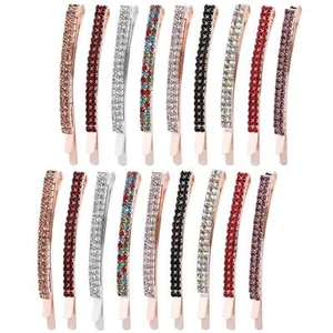 18Pcs Double Row Rhinestone Bobby Pins Decorative Hair Clips Barrettes fro Women - Picture 1 of 8