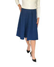Jil Sander Navy Blue Cotton Textured Pleated Full Flare Pleated Skirt 34 S