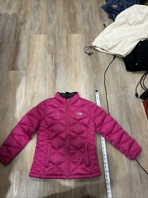 Chaqueta acolchada a cuadros rosa con capucha The North Face para niñas talla L 14/16 Foto 1 de 4