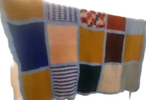 Vtg Handmade Crochet Throw Afghan Colorful Blanket Patchwork Squares Granny Core - Picture 1 of 5