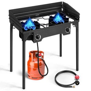 Portable Propane 150,000-BTU 2 Burner Gas Cooker Outdoor Camping Stove Grill - Picture 1 of 8