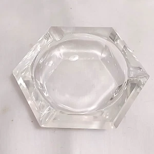 Vintage Cut Crystal Table Ashtray Heavy Circa 1970s Beveled Edges 4 Inch - Picture 1 of 8