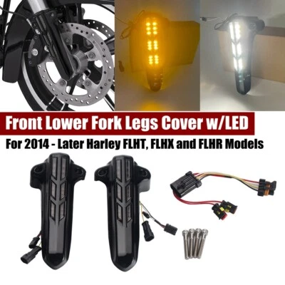 Front Lower Fork Legs Covers Fork Light For 	Harley Touring FLHR FLHX FLHT FLHTK - Image 1 of 4