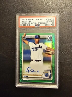 2020 Bowman Chrome - Erick Pena - 1st Bowman Auto - Green Ref - PSA 10 - 43/99 - Image 1 of 2