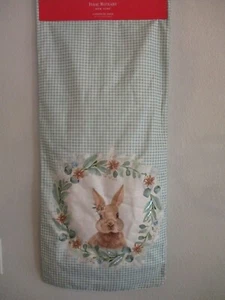 NEW Isaac Mizrahi Green Gingham Plaid Easter Bunny Beaded Table Runner 16" x 72" - Picture 1 of 8