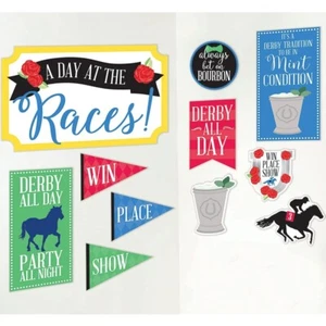 Derby Day Cutout Assortment 11 Per Pack 4.5" to 15.5" Paper Horse Decorations - Picture 1 of 1