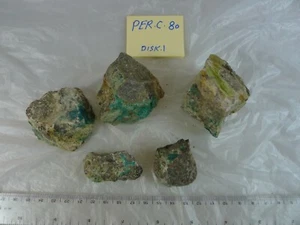 Natural Persian Chrysocolla, 5 pcs,  TW : 330.00 Grams - Picture 1 of 4