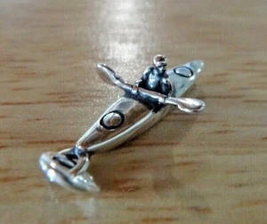 Dije de plata esterlina kayak y kayak para bote pequeño de 12x20 mm - Imagen 1 de 6