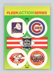 1990 FLEER ACTION SERIES TEAM LOGO STICKER BRAVES/CUBS/REDS/ASTROS - Picture 1 of 2
