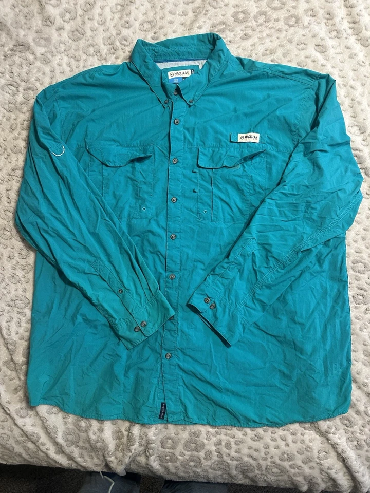 Camisa de pesca Magellan ventilada al aire libre manga larga con botones para hombre talla 4XL T12 Foto 1 de 4