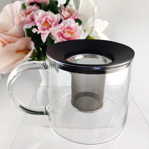 Glass Teapot with Infuser 55oz 5" Tall 5.75" Base Loose Leaf Tea Brewer Pot - Picture 1 of 4