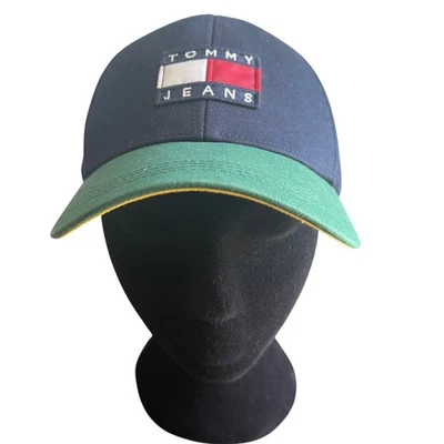 Boné de beisebol masculino Tommy Jeans azul marinho verde vermelho Snapback sistema operacional - Imagem 1 de 4