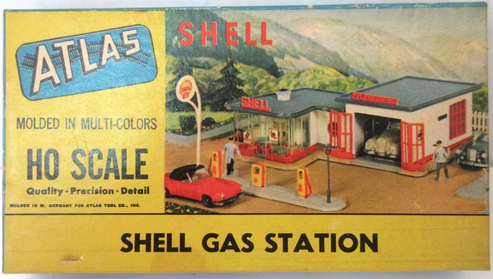 HO SCALE ATLAS 740 SHELL GAS STATION KIT RARE - Image 1 of 2