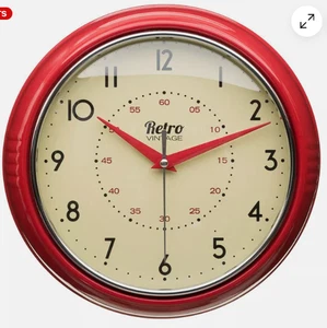 Retro Vintage Diner Red 9.5" Quartz Analog Wall Clock - Bild 1 von 6