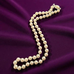 Talbots Glass Pearl Necklace 18 Inch Knotted Silver Tone Box Clasp Y2K Vintage - Picture 1 of 11