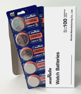 100 Murata / Sony Genuine Fresh CR2032 2032 Lithium 3V Batteries Exp 2032-2033 - Image 1 of 4