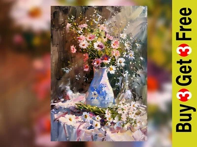 Soft Floral Still Life 5"x7" Print on Matte Paper | Romantic Oil Painting - Image 1 of 4