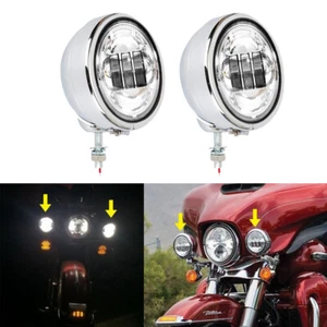 Faros antiniebla puntuales para moto Harley de 4,5" con carcasa de luces auxiliares - Imagen 1 de 10