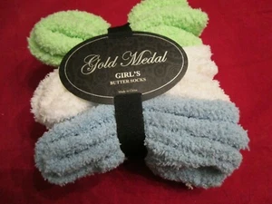 3 Pair Gold Metal Butter Socks Girls Socks Soft Size 6-8.5 - Picture 1 of 3