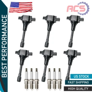 6X Ignition Coils +6 Spark Plug for Nissan Maxima Pathfinder Infiniti 3.5L UF550 - Bild 1 von 9