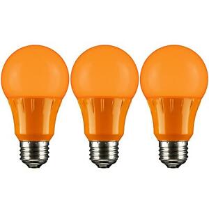 3 Pack Sunlite LED Turtle-Friendly A19 3W Orange Light Bulbs Medium (E26) Base