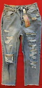 Vanilla star junior girl jean size 7 90s boyfriend straight leg distressed. nwt. - Picture 1 of 9