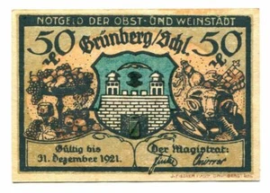 50 Pfennig 1921 GRUNBERG IN SCHLESIEN Germany UNC #P10588.U - Picture 1 of 3