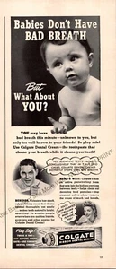 Colgate Toothpaste Print Ad Vintage Ephemera Wall Art Decor Bad Breath Sis Went - Picture 1 of 2