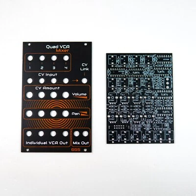 Quad VCA / Stereo Panning Mixer / Eurorack / PCB + Front Panel Only / DIY Synth - Image 1 of 4