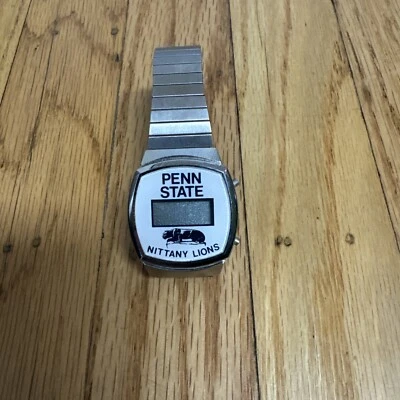 VTG PSU Penn State Nittany Lions Digital Wrist Watch Silver Blue Chrome WORKS - Image 1 of 4