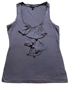 Banana Republic Sleeveless Ruffled Scoop Neck Knit Tank Top Work Dark Gray Small - Picture 1 of 4