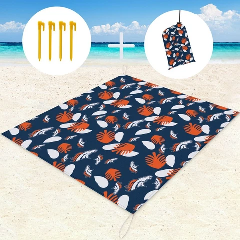 Denver Broncos Waterproof Picnic Mat 59×57in Beach Mat with Storage Bag Cover