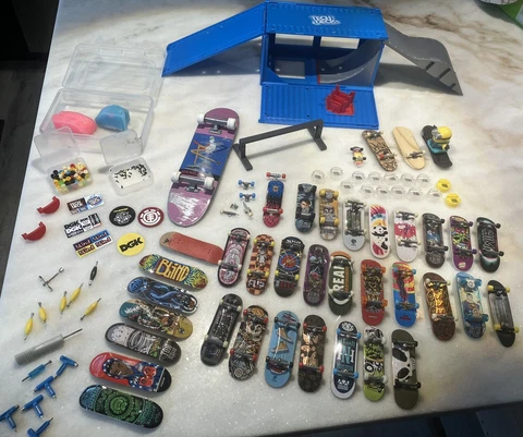 Huge Lot Tech Deck Skate Boards, Tools, Stickers, Rails, Wheels & Extras Vintage Cover