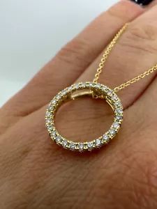 18ct Yellow Gold Diamond Circle Of Life Pendant & Chain Necklace 0.25CT *GG101 - Picture 1 of 8