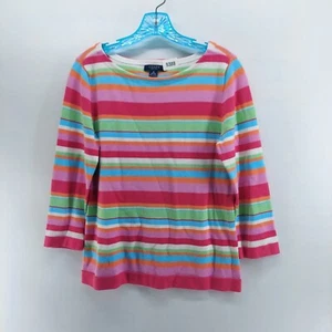 chaps women's knit shirts size medium multicolor stripes top long sleeve cotton - Picture 1 of 7