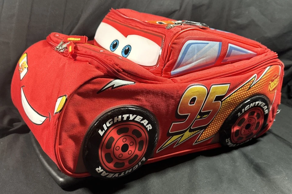 Disney Pixar Cars Lightning McQueen 95 Kids Rolling Luggage Suitcase 12"x 21" - Image 1 of 4