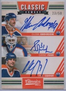 OILERS 2012 Panini Classic Combos 23/50 signed card auto AUTOGRAPH Coffey Fuhr + - Picture 1 of 2