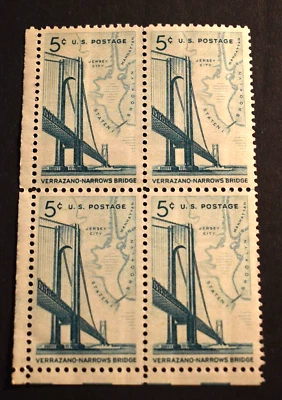 1964 US Stamps Scott #1258 - 5 Cent Block 4 - Verrazano Bridge - MNH - Image 1 of 2