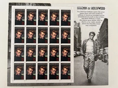Scott #3082 32c James Dean, Legends of Hollywood of 20 Stamps - Image 1 of 3