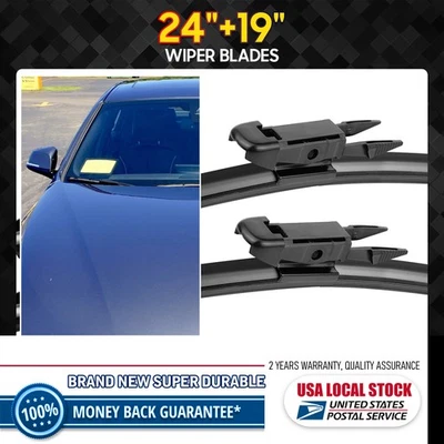 24"+ 19" Windshield Wiper Blades A-level waterproof Fit For 2005-2012 Audi A3 - Image 1 of 4