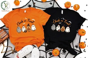 Halloween party unisex tshirt,spooky season shirt, Treat or trick,Chick or treat - Picture 1 of 6