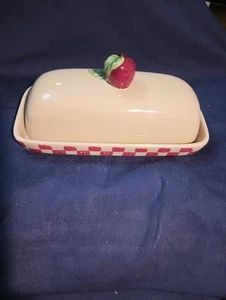 Vintage Old Country Cracker Barrel Large Apple Design Butter Dish - Picture 1 of 3