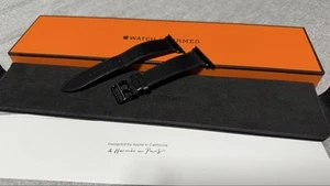 Hermès Black Leather Single Tour Band Strap for Apple Watch 42mm to 46mm Unisex - Zdjęcie 1 z 4