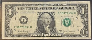 2017A $1 Dollar Birthday Note Federal Reserve Serial # F30071941H JUL 30 1941 - Picture 1 of 2