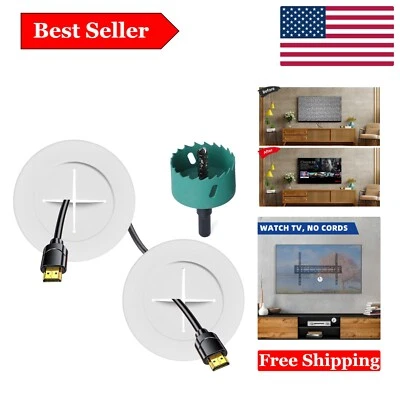 Kit de gestión de cables de TV de montaje en pared - blanco, fácil instalación, incluye paso a través... Foto 1 de 4