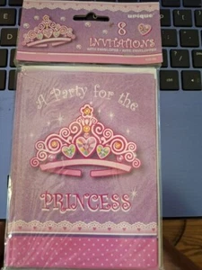 UNIQUE PRINCESS PARTY INVITATIONS (8 Invites/Envelopes) - Picture 1 of 2